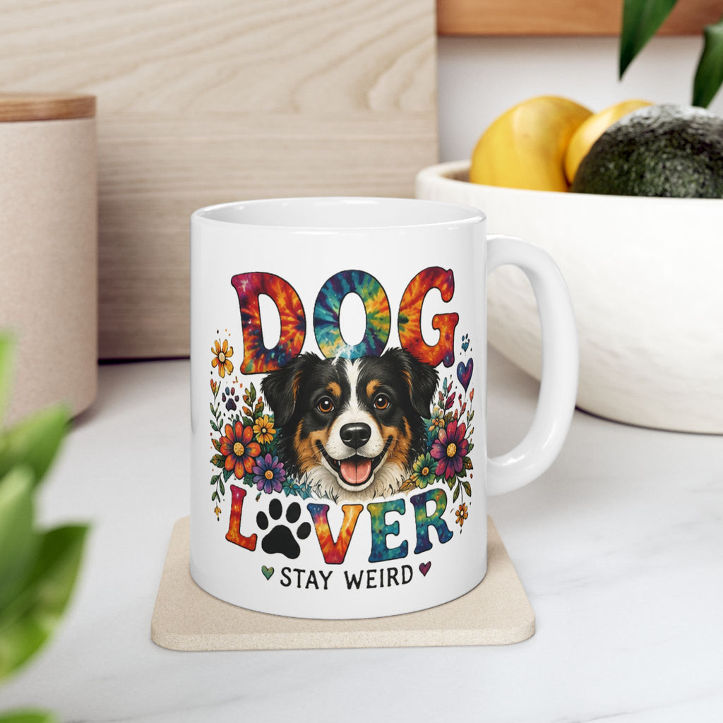 Dog Lover Ceramic Mug | Colorful Floral Dog Gift | 11oz 15oz