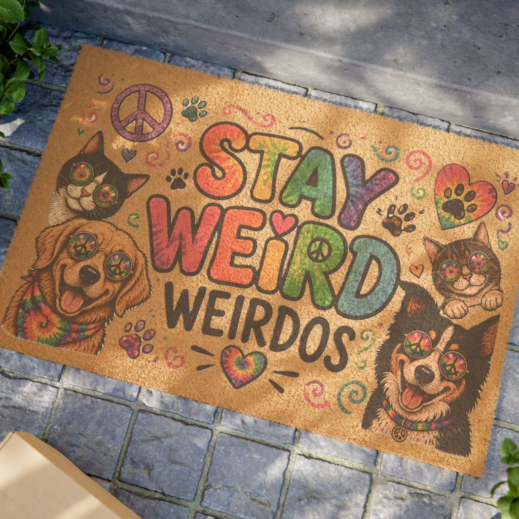 Stay Weird Weirdos Pet Doormat | Colorful Dog & Cat Welcome Mat | Funny Pet Lover Door Mat