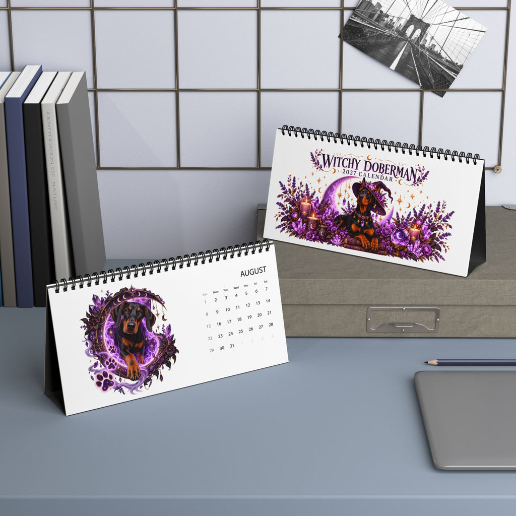 Copy of Witchy Doberman 2027 Desktop Calendar | 10 x 5 Desk Calendar
