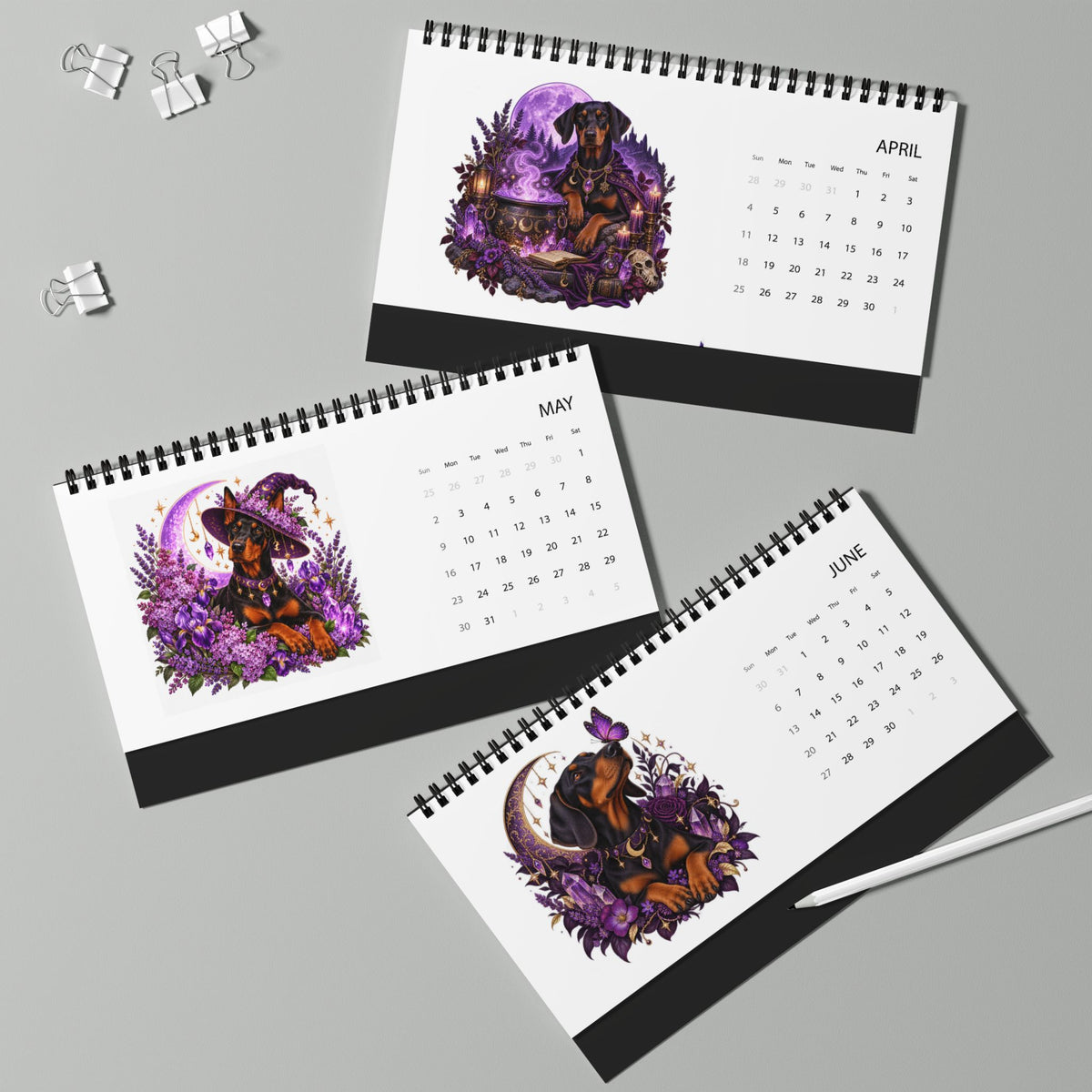 Copy of Witchy Doberman 2027 Desktop Calendar | 10 x 5 Desk Calendar