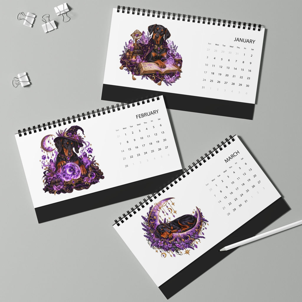Copy of Witchy Doberman 2027 Desktop Calendar | 10 x 5 Desk Calendar