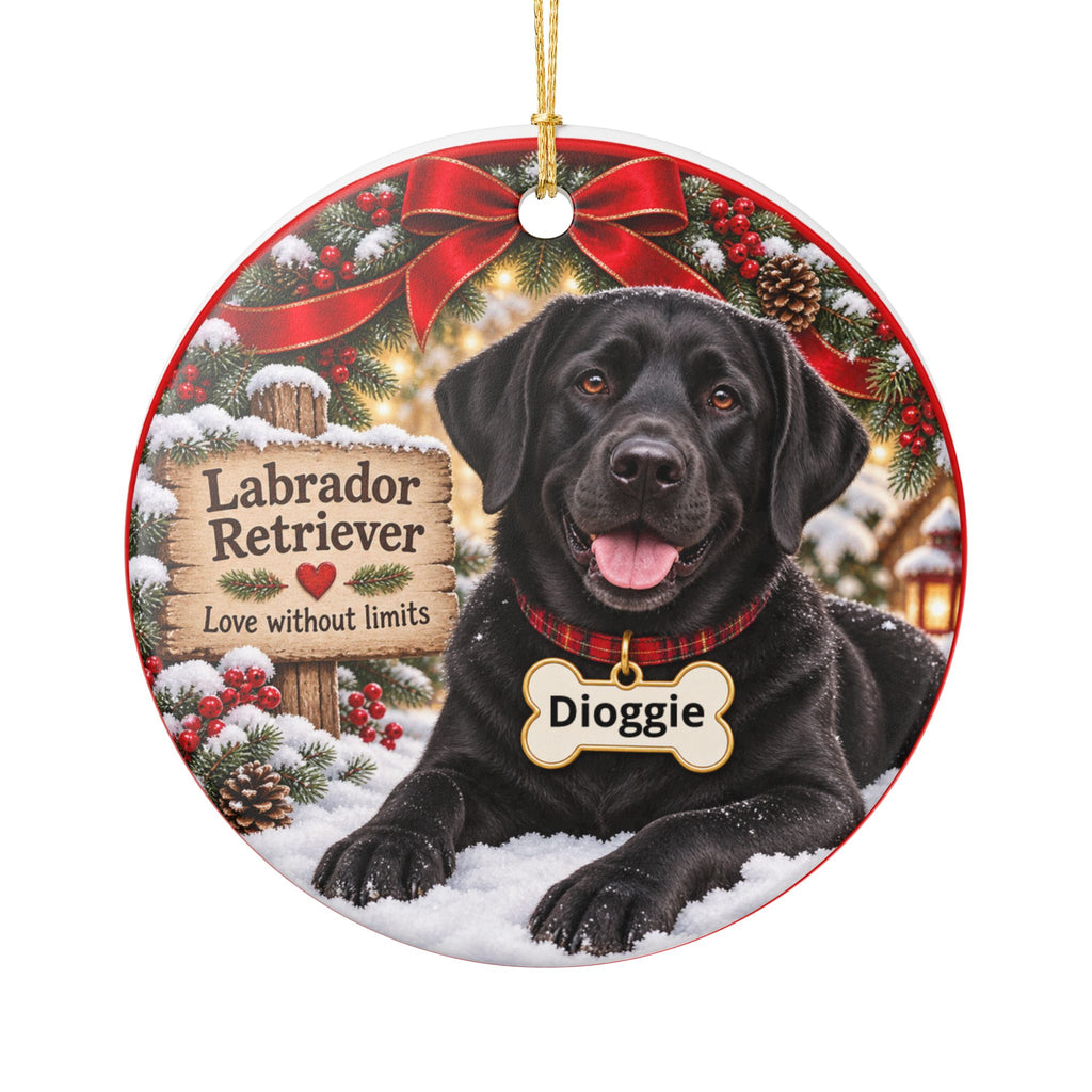 Labrador Retriever Ceramic Christmas Ornament — "Love without limits" Dog Memorial Gift