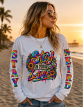 Stay In Your Lane Long Sleeve Shirt | Colorful Floral Typography