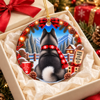 Personalized Siberian Husky Christmas Ornament, Double-Sided Ceramic Dog Ornament, Custom Pet Name Gift