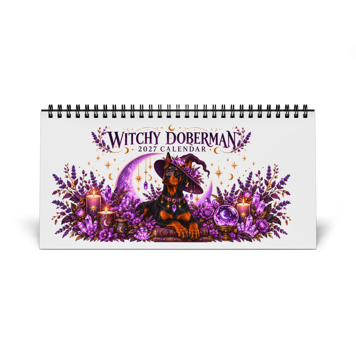 Copy of Witchy Doberman 2027 Desktop Calendar | 10 x 5 Desk Calendar