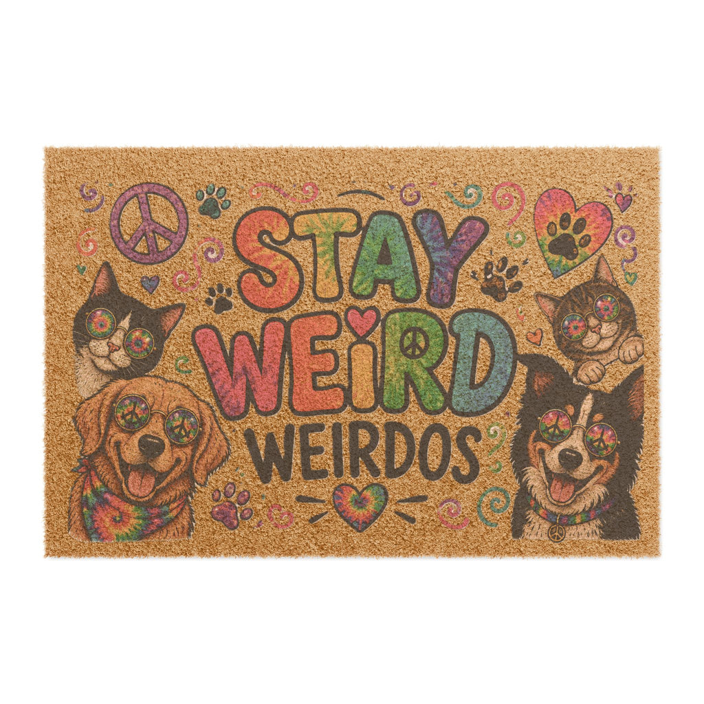 Stay Weird Weirdos Pet Doormat | Colorful Dog & Cat Welcome Mat | Funny Pet Lover Door Mat