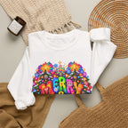 Psychedelic Merry & Weird Crewneck Sweatshirt — Colorful Retro Hippie Graphic
