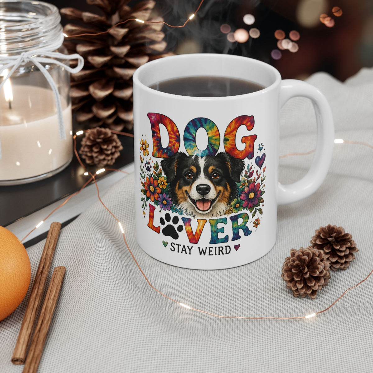 Dog Lover Ceramic Mug | Colorful Floral Dog Gift | 11oz 15oz