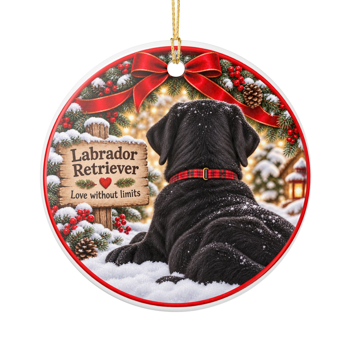 Labrador Retriever Ceramic Christmas Ornament — "Love without limits" Dog Memorial Gift