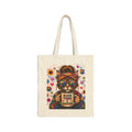 Boho Cat Tote Bag — 'Just Stay Weird' Retro Hippie Canvas Tote